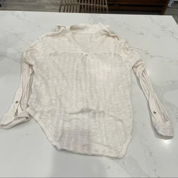 Free People cream long sleeve button down top - Picture 13 of 14